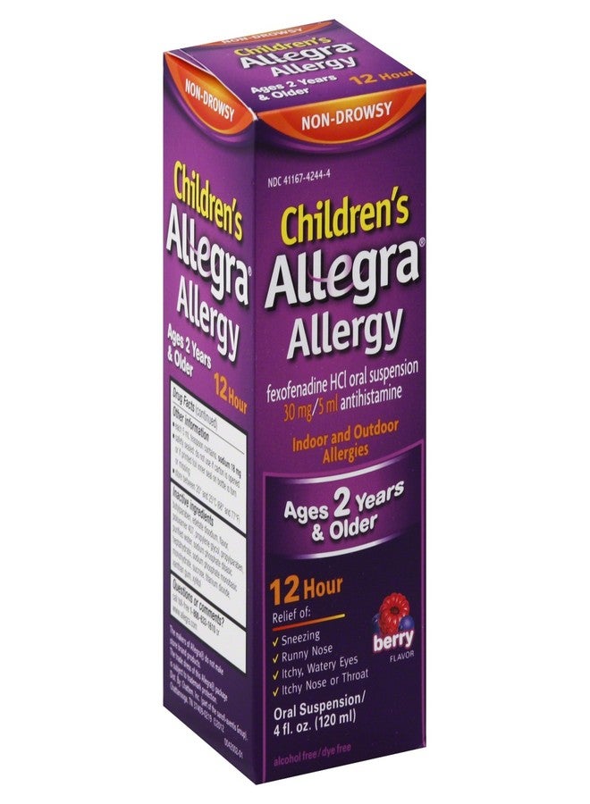 Allegra Childrens 12 Hour Allergy Relief, Berry, 4-Ounce (Pack 2)